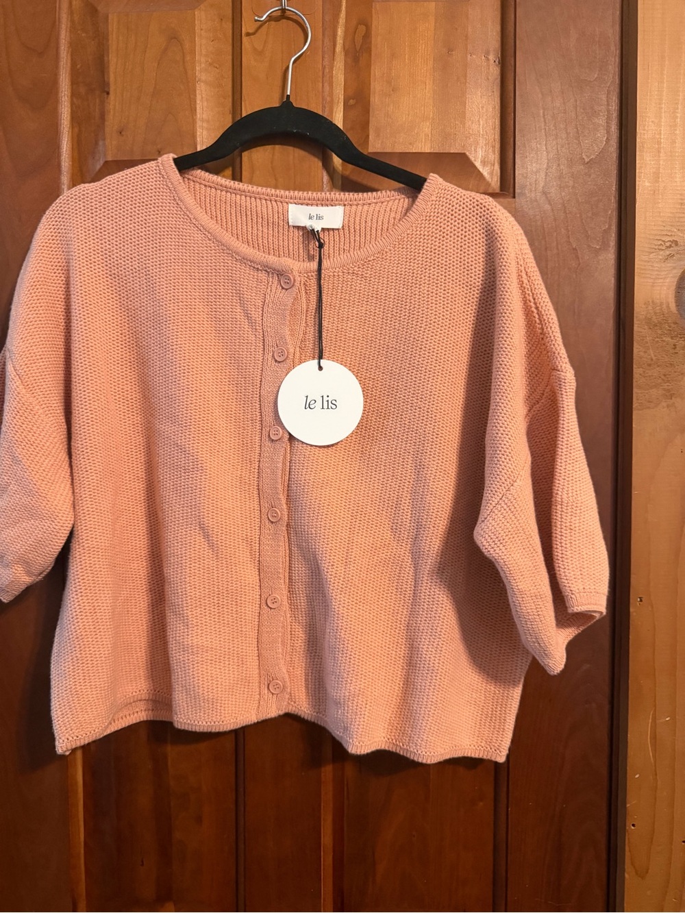 Le Lis Rose-Peach Button-Front Knit Cardigan